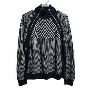 Tommy Hilfiger Sweater Women's XL Herringbone Black & White Zippers